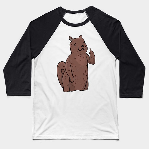 Grumpy Squirrel Holding Middle finger funny gift Baseball T-Shirt by Mesyo